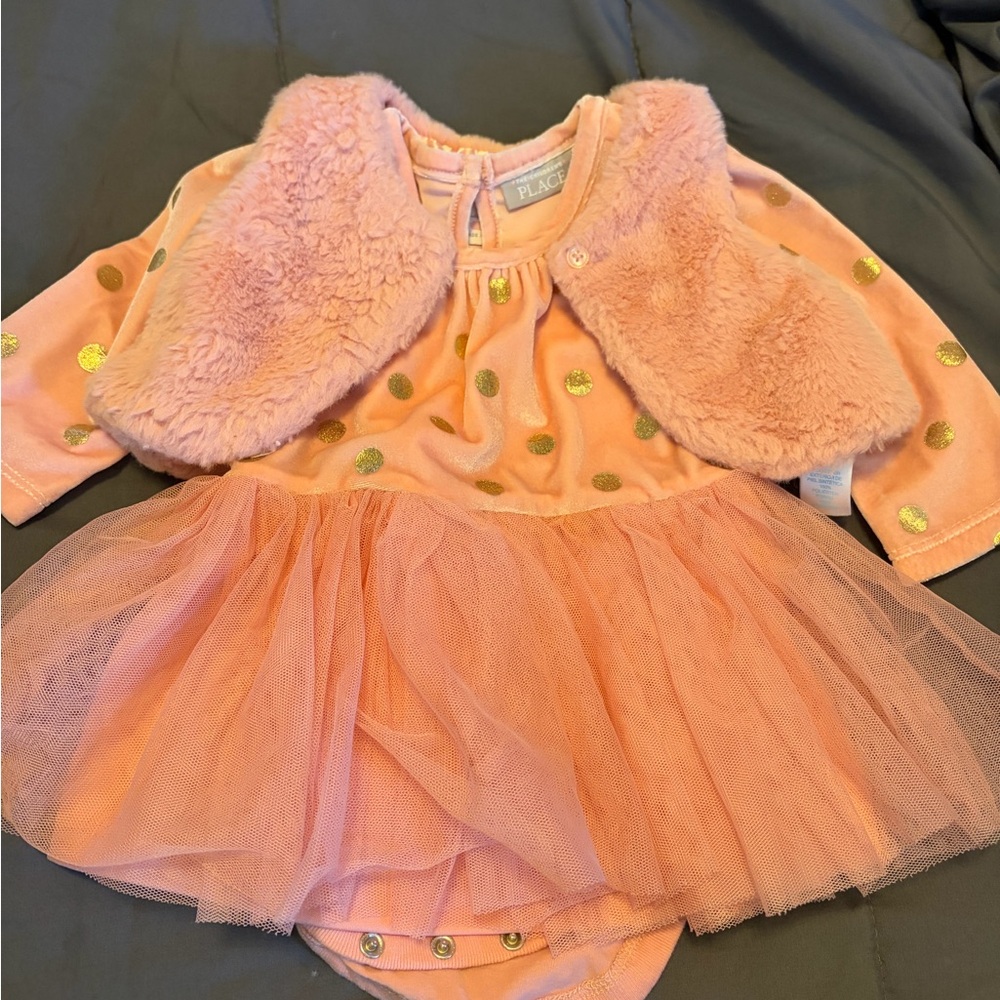 The Children's Place Pink and Gold Polka Dot Tutu Set